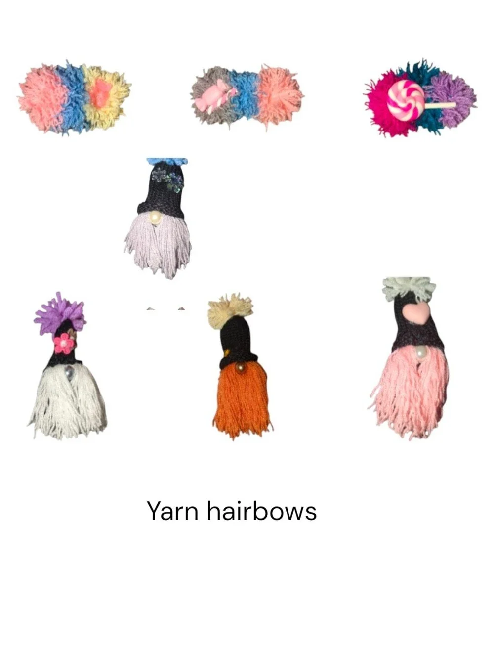 Yarn Embellished Hairbows